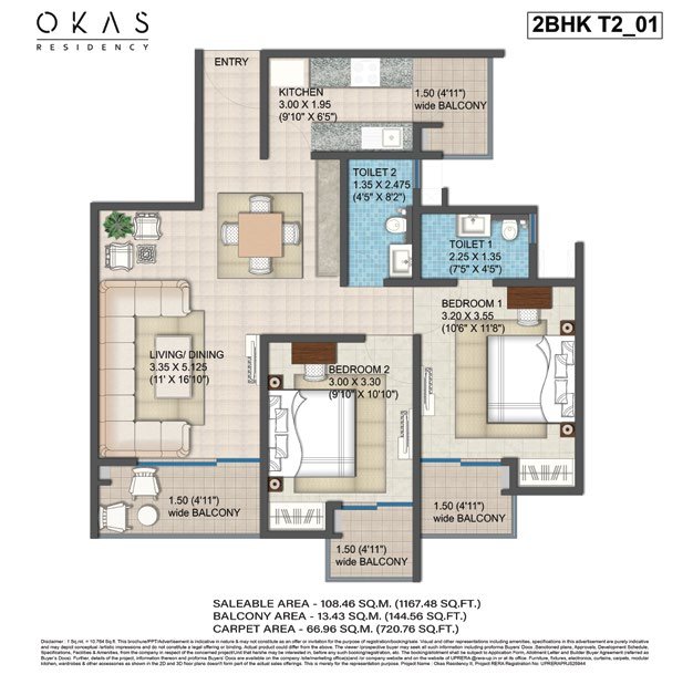 Okas 2 BHK type 1